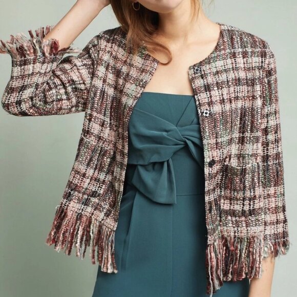 Anthropologie Fringe Academy Blazer Multi Tweed NWT S/M - Picture 1 of 16